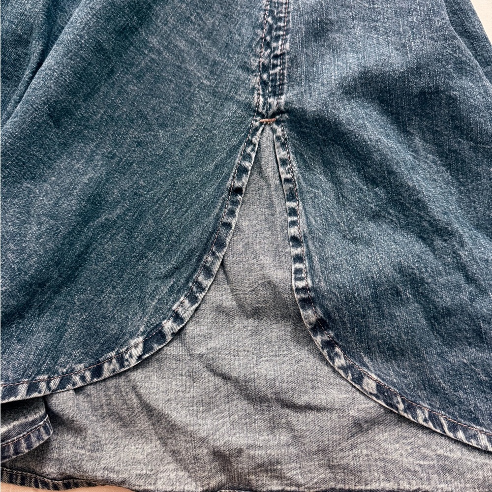 eShakti NEW Custom Shirtdress. Blue Denim,Pleated Pocketed Skirt, Sash, Sz 16W - Picture 4 of 16